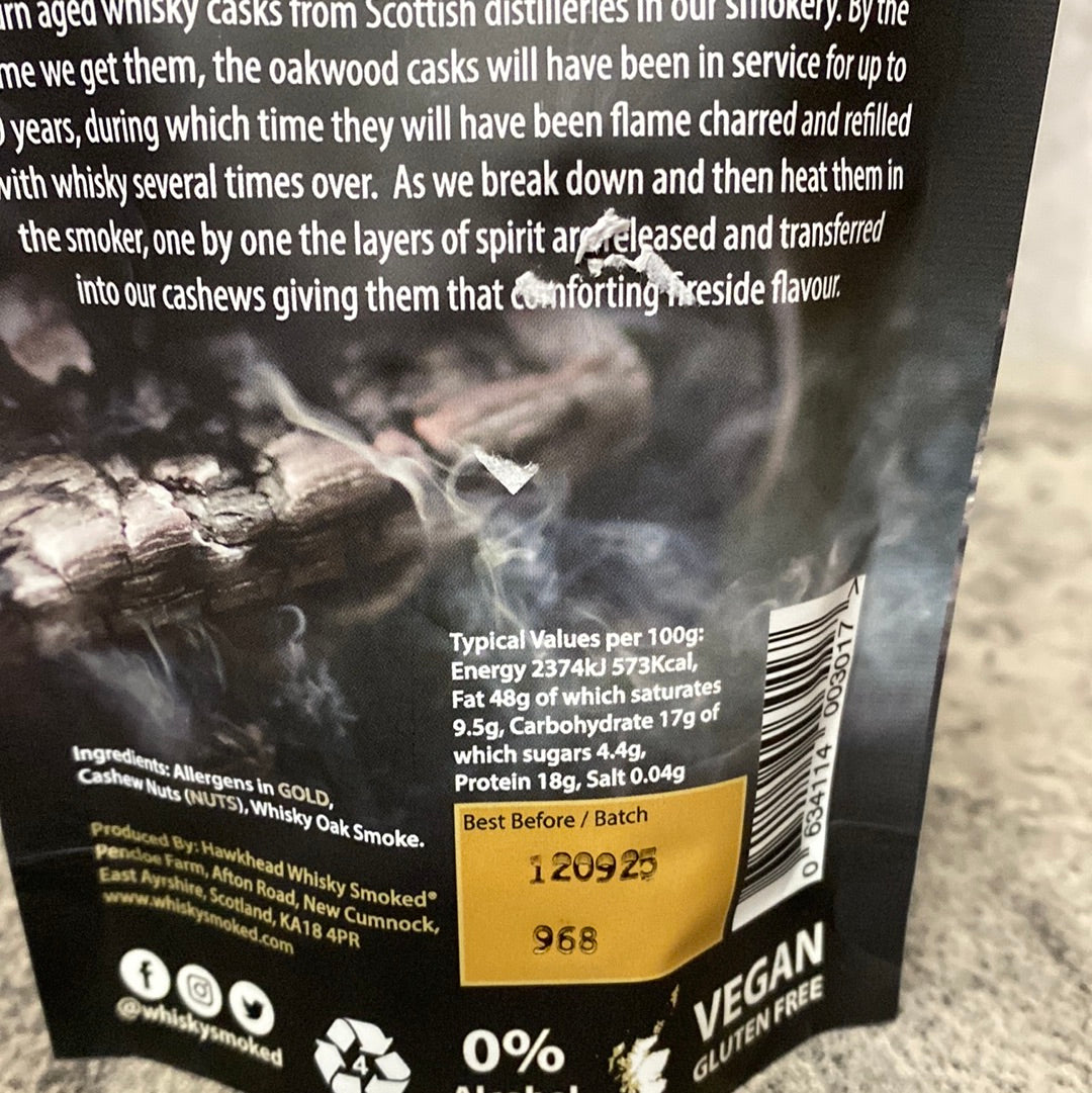 Hawkhead Whisky Smoked Cashews - Original - 60g