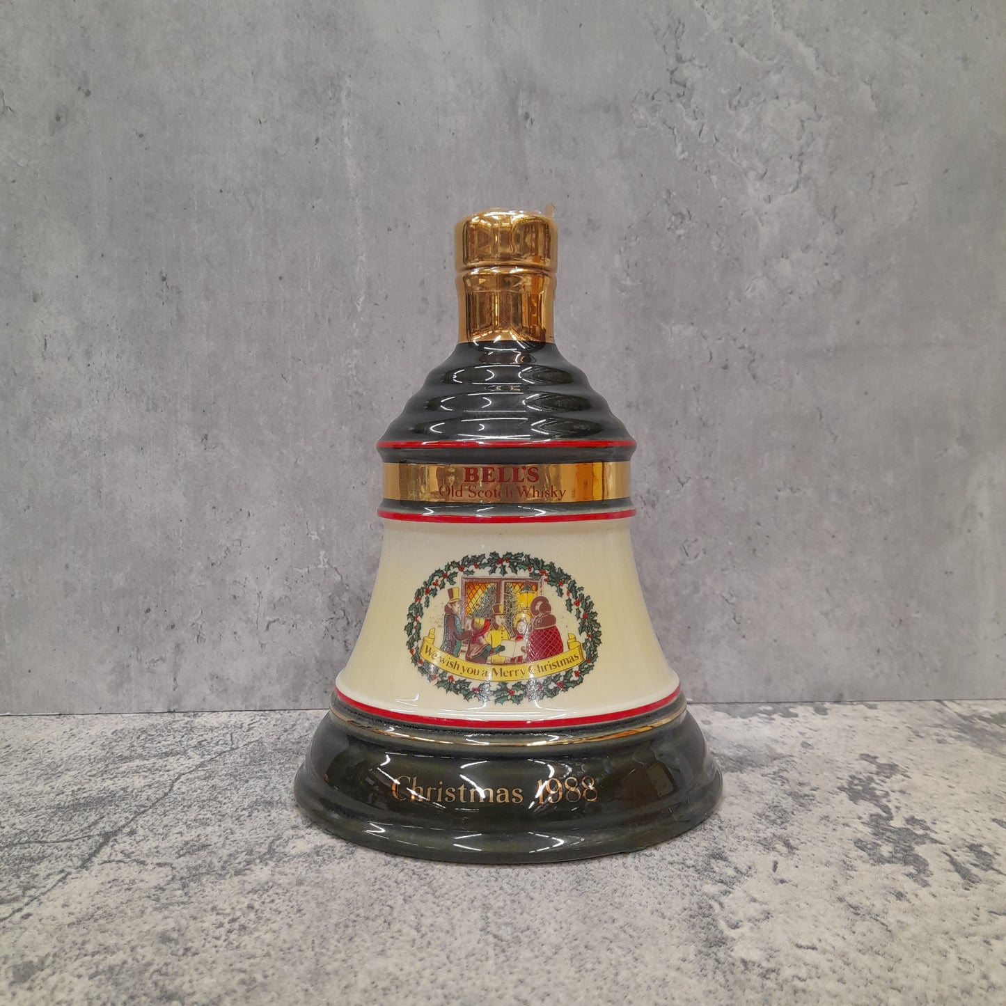 Bells Christmas 1988 Ceramic Decanter