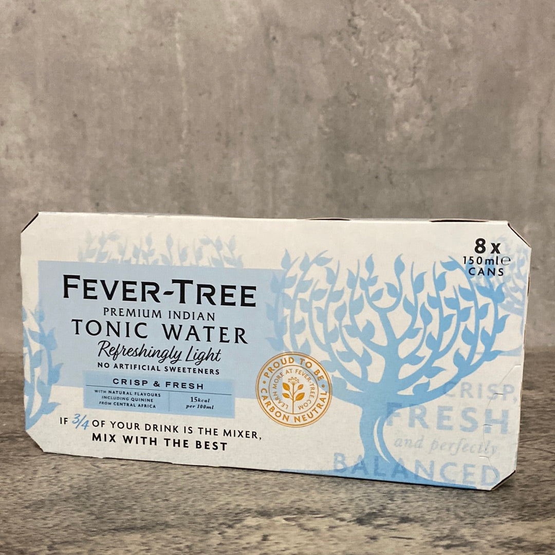 Fever Tree Indian Tonic Refreshingly Light Water - 8x 150ml Cans