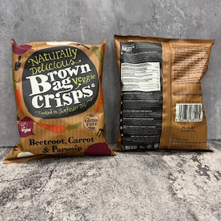 Naturally Delicious Brown Bag Crisps Beetroot, Carrot and Parsnip