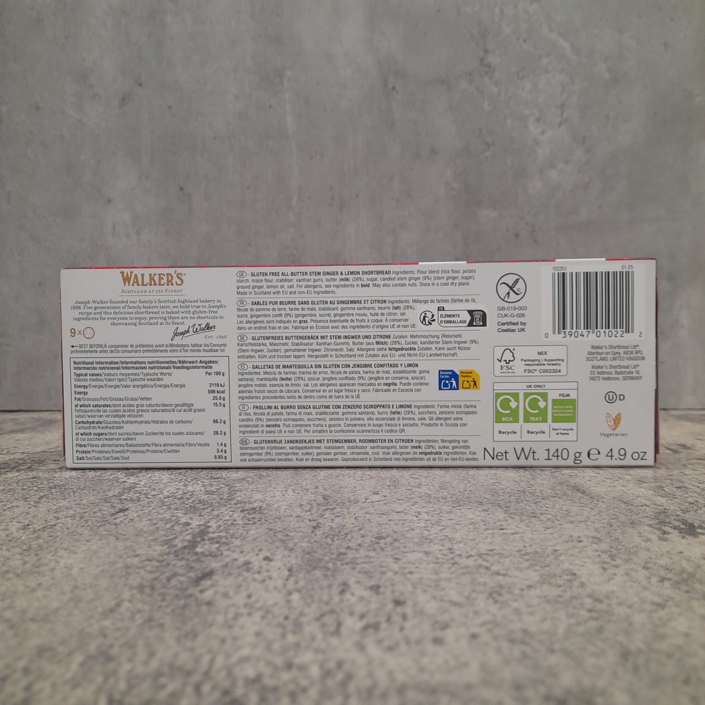 Walkers - Gluten Free Ginger and Lemon Shortbread